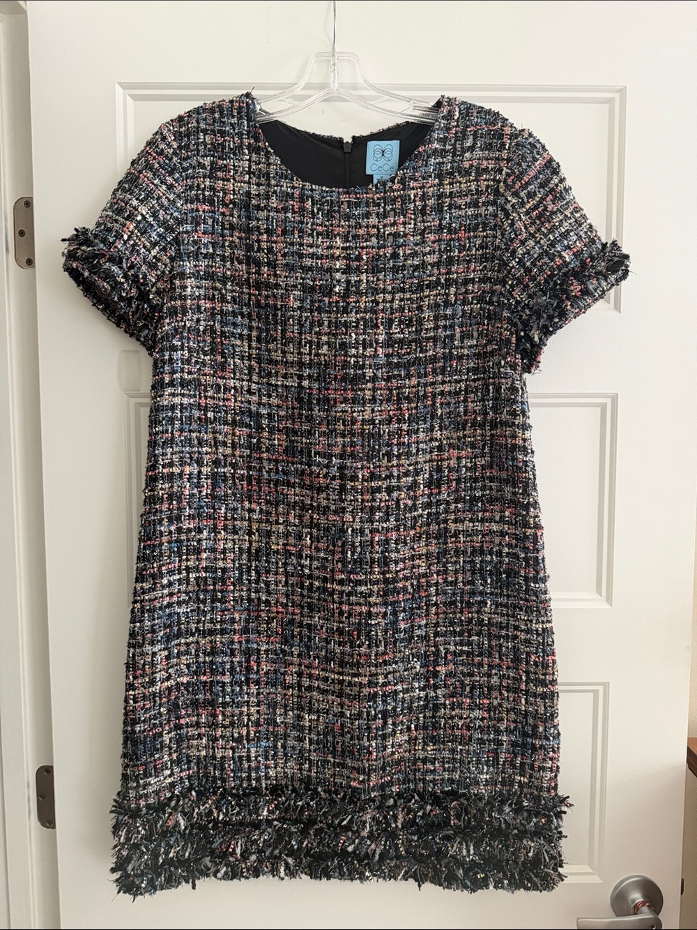 CeCe Tweed Shift Dress in Black Multi